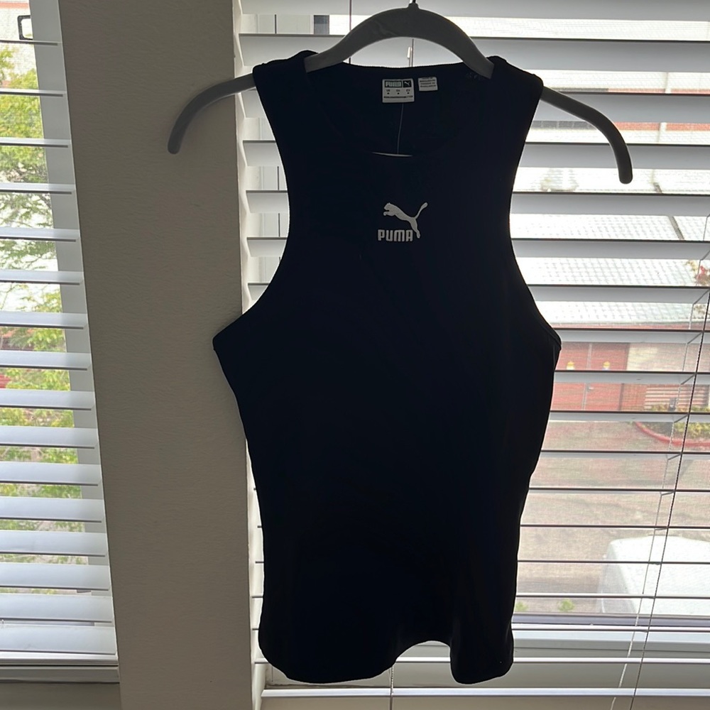 Puma Black Ribbed Tank Top